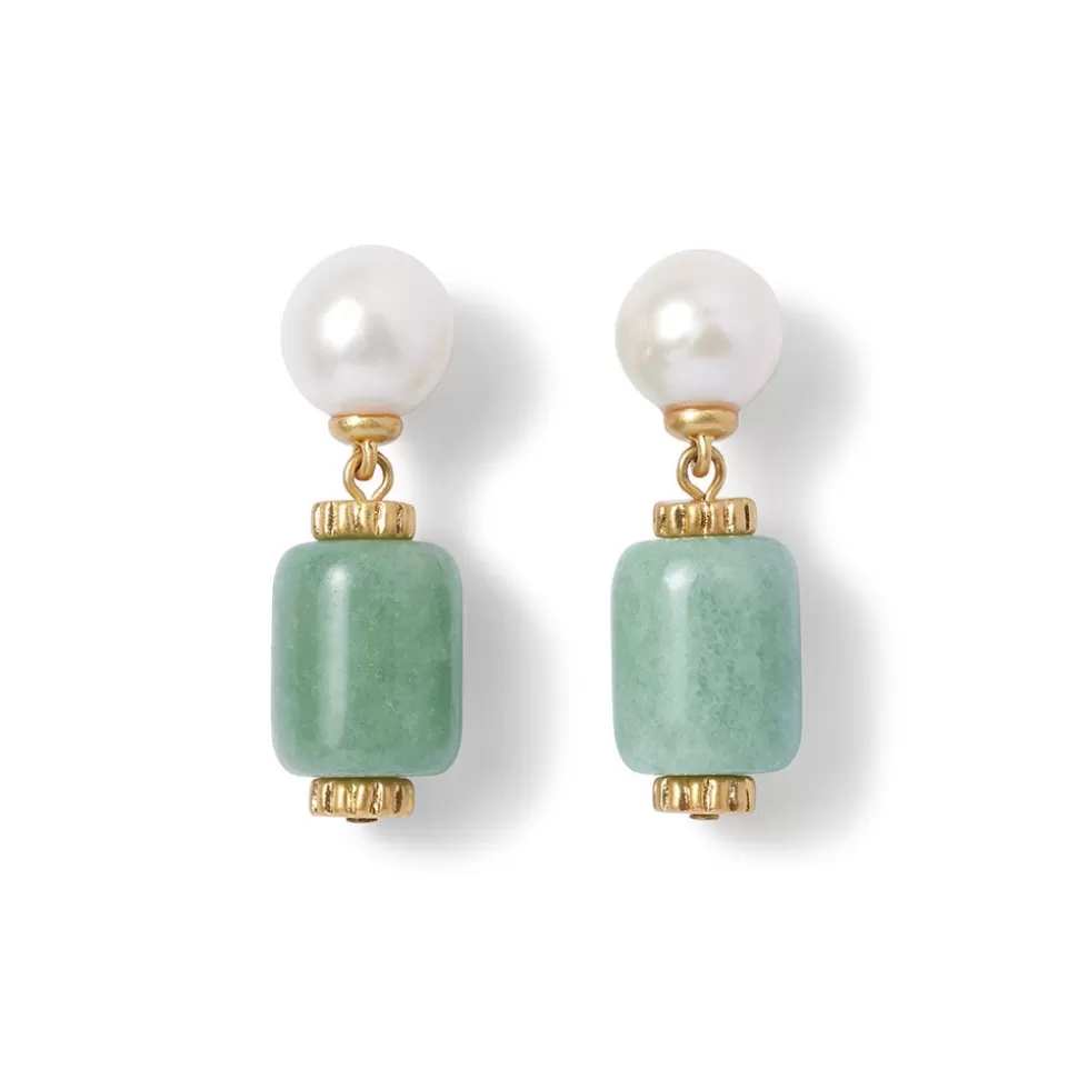 Jewelry Sets*The Met Store Karavas Gems Large-Bead Aventurine and Pearl Necklace and Drop Earrings Set