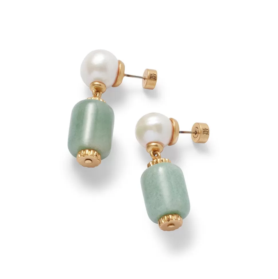 Jewelry Sets*The Met Store Karavas Gems Large-Bead Aventurine and Pearl Necklace and Drop Earrings Set