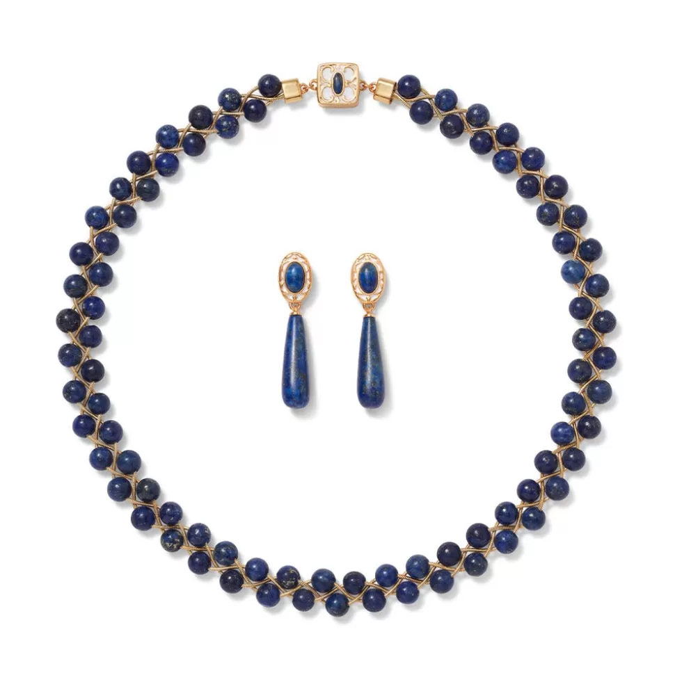 Jewelry Sets*The Met Store Spanish Baldric Lapis Braided Necklace and Elongated Drop Earrings Set