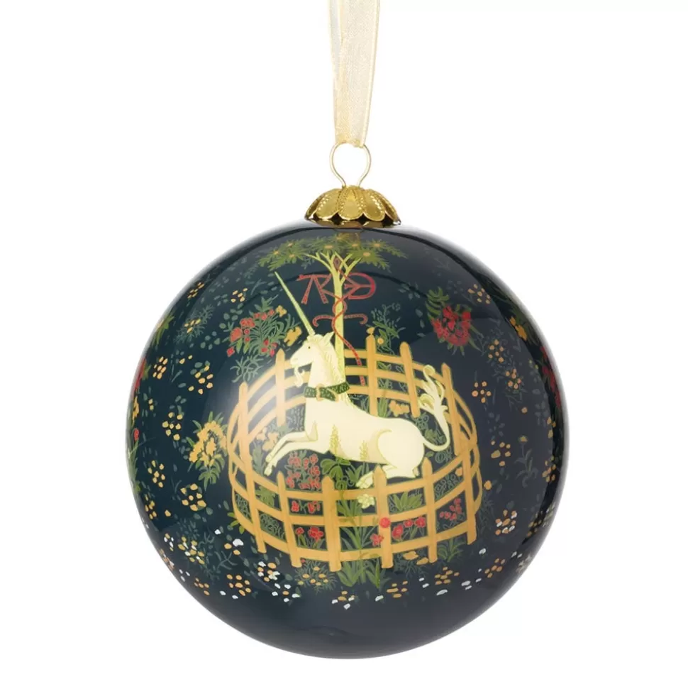 Ornaments*The Met Store Unicorn in a Garden Hand-Painted Glass Ornament
