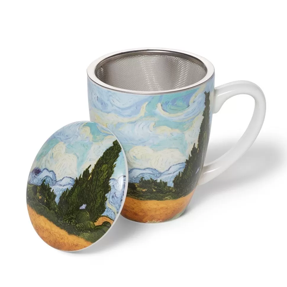 Tableware*The Met Store Van Gogh Wheat Field with Cypresses Covered Mug with Tea Infuser